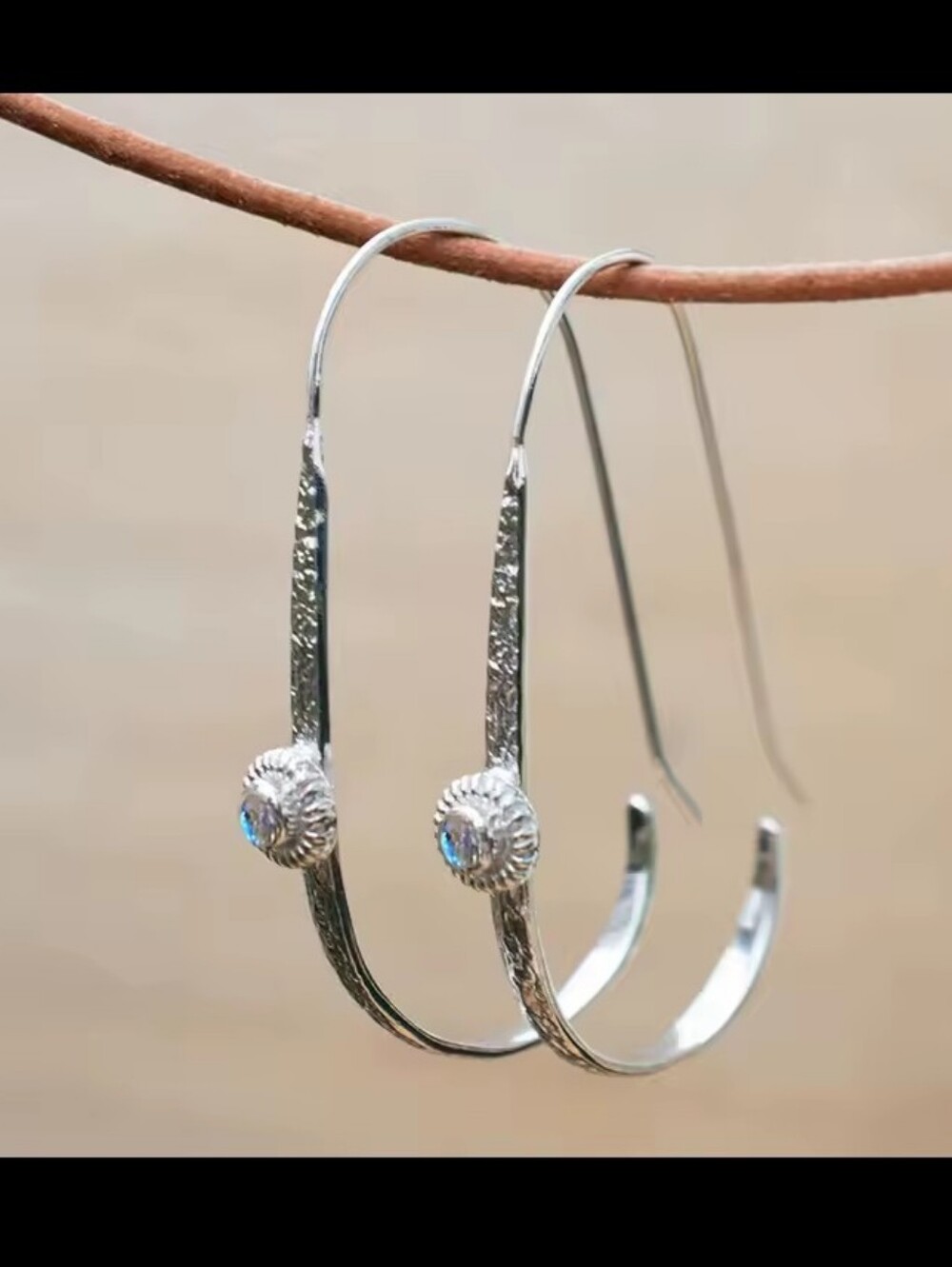Silver Hoop Earrings Women's Long Oval Jewelry New G34